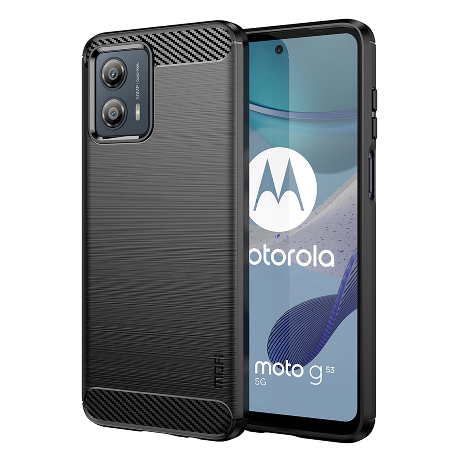 MOFI JK TPU Series-1 for Motorola Moto G53 5G Carbon Fiber Cell Phone Case Brushed TPU Back Cover MOFI JK TPU Series-1 for Motorola Moto G53 5G Carbon Fiber Cell Phone Case Brushed TPU Back Cover
